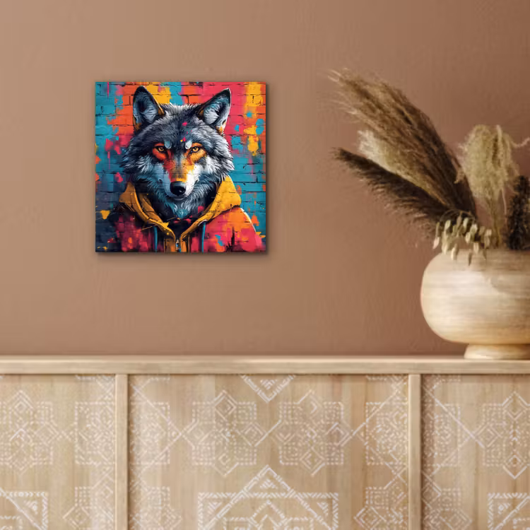 Aluminium schilderij - Graffiti - Wolf - Street art - Blauw — 5