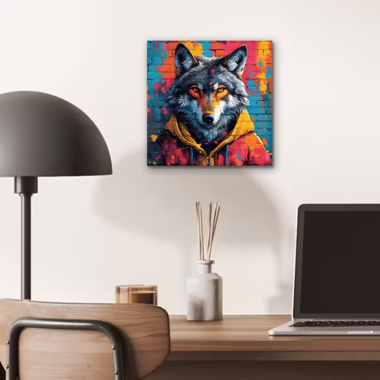 Aluminium schilderij - Graffiti - Wolf - Street art - Blauw — 6