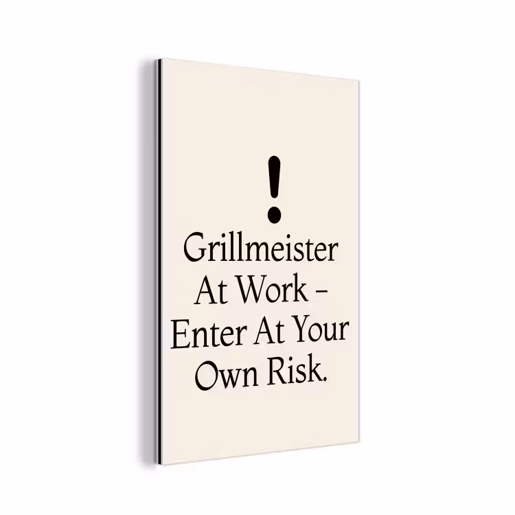 Aluminium schilderij - Grill - Uitroepteken - Zwart - Tekst — 1