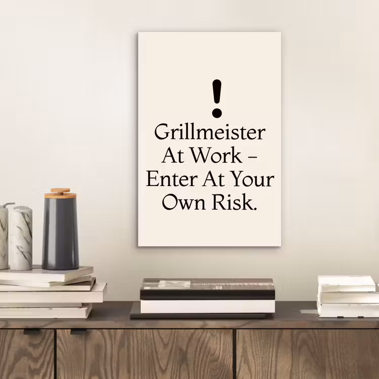 Aluminium schilderij - Grill - Uitroepteken - Zwart - Tekst — 2
