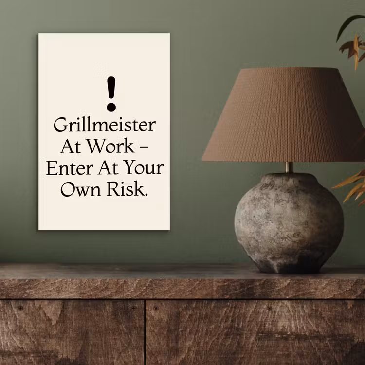 Aluminium schilderij - Grill - Uitroepteken - Zwart - Tekst — 3