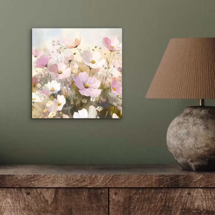 Aluminium schilderij - Bloemenveld - Lichte tinten - Geschilderd — 3