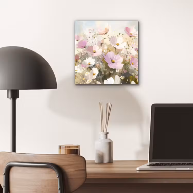 Aluminium schilderij - Bloemenveld - Lichte tinten - Geschilderd — 6