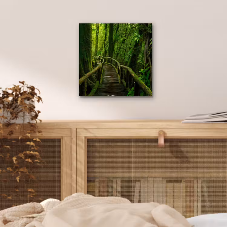 Aluminium schilderij - Jungle - Brug - Mos - Natuur - Tropisch — 4