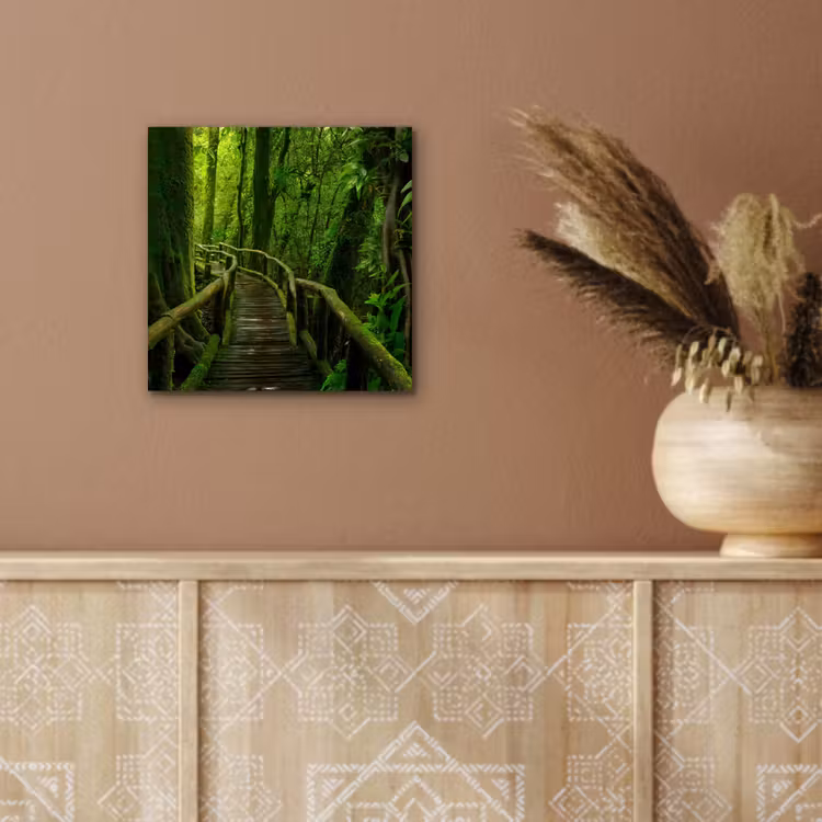 Aluminium schilderij - Jungle - Brug - Mos - Natuur - Tropisch — 5
