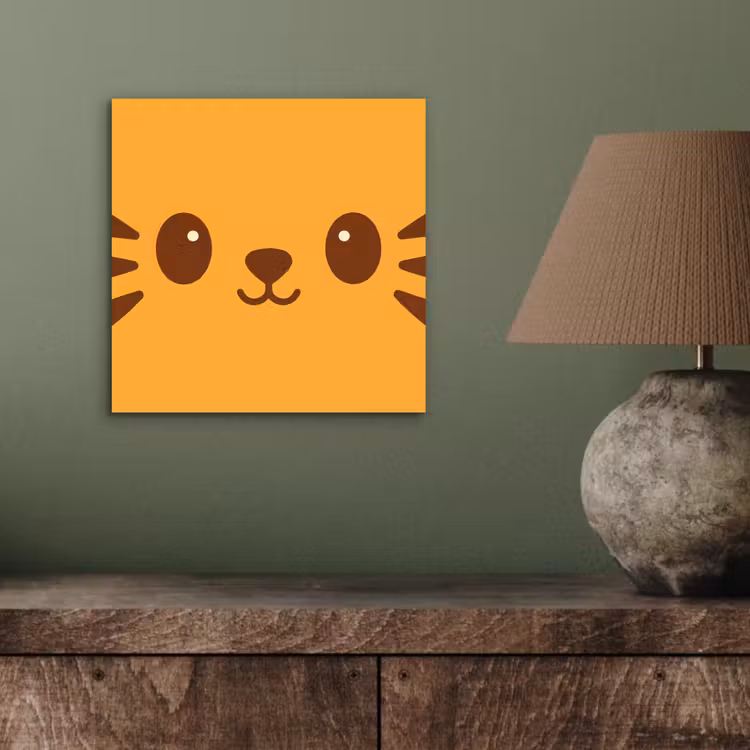 Aluminium schilderij - Kat - Simplistisch - Oranje - Vrolijk — 3