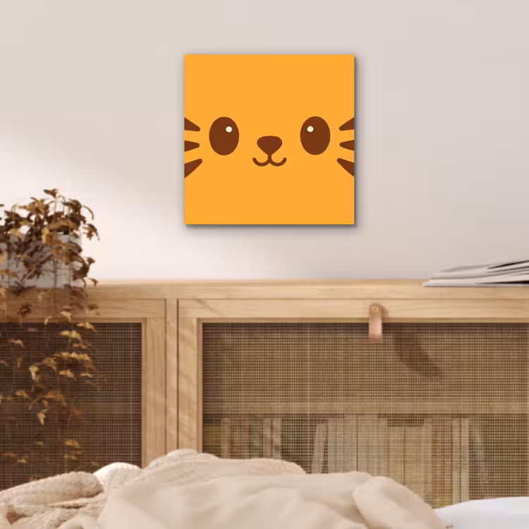Aluminium schilderij - Kat - Simplistisch - Oranje - Vrolijk — 4