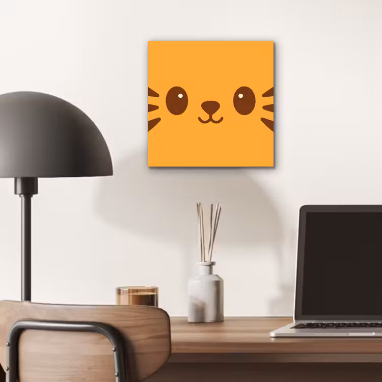 Aluminium schilderij - Kat - Simplistisch - Oranje - Vrolijk — 6