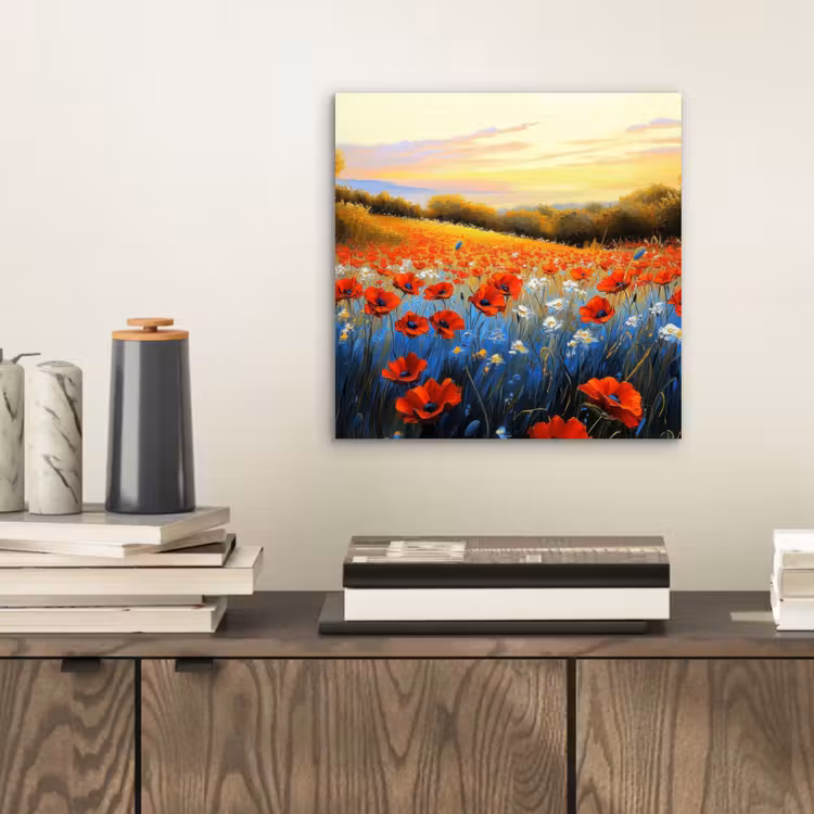 Aluminium schilderij - Klaproos - Bloemenveld - Kleurrijk — 2
