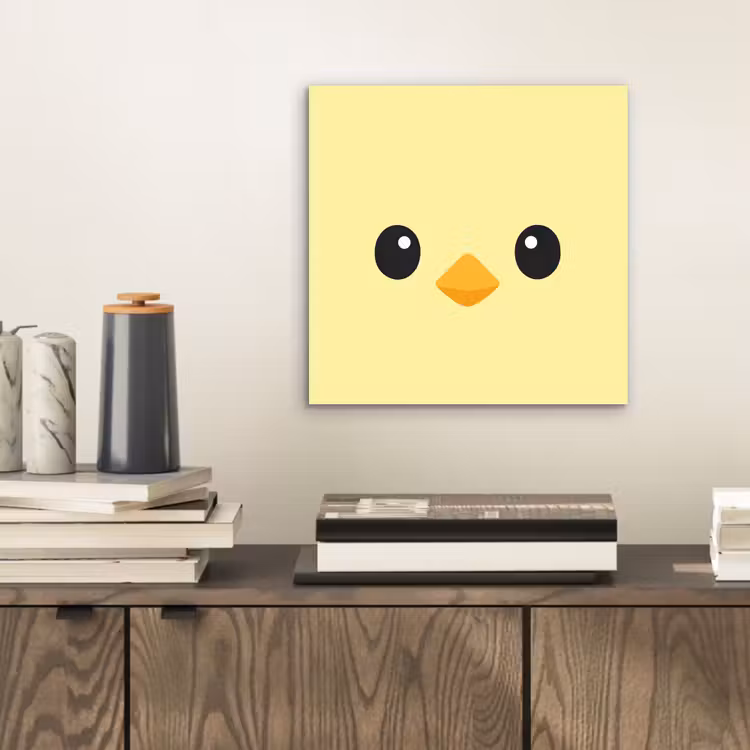 Aluminium schilderij - Kuiken - Vrolijk - Geel - Minimalistisch — 2