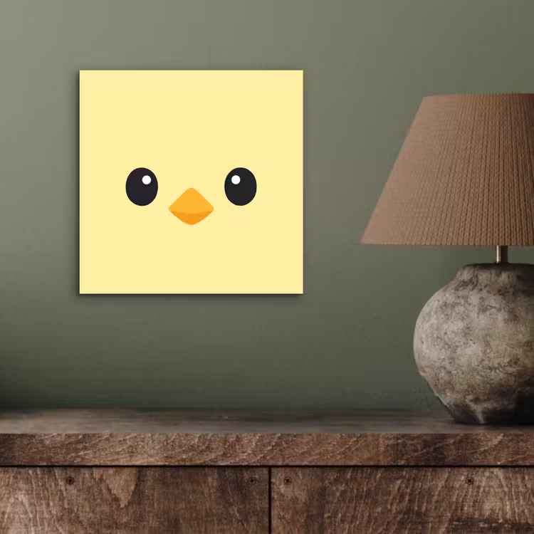 Aluminium schilderij - Kuiken - Vrolijk - Geel - Minimalistisch — 3