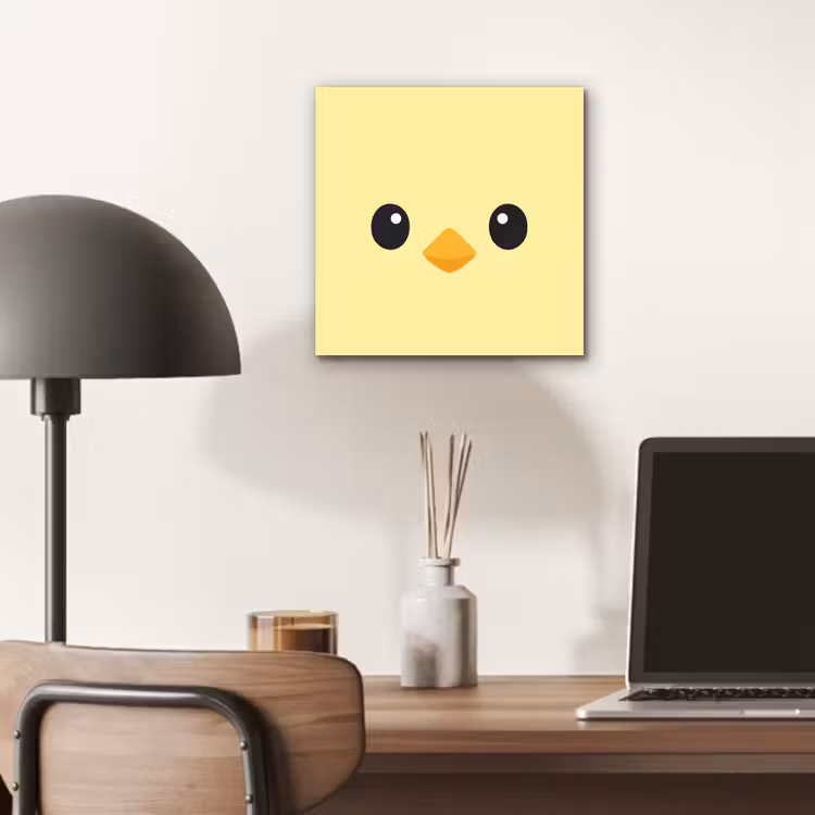 Aluminium schilderij - Kuiken - Vrolijk - Geel - Minimalistisch — 6