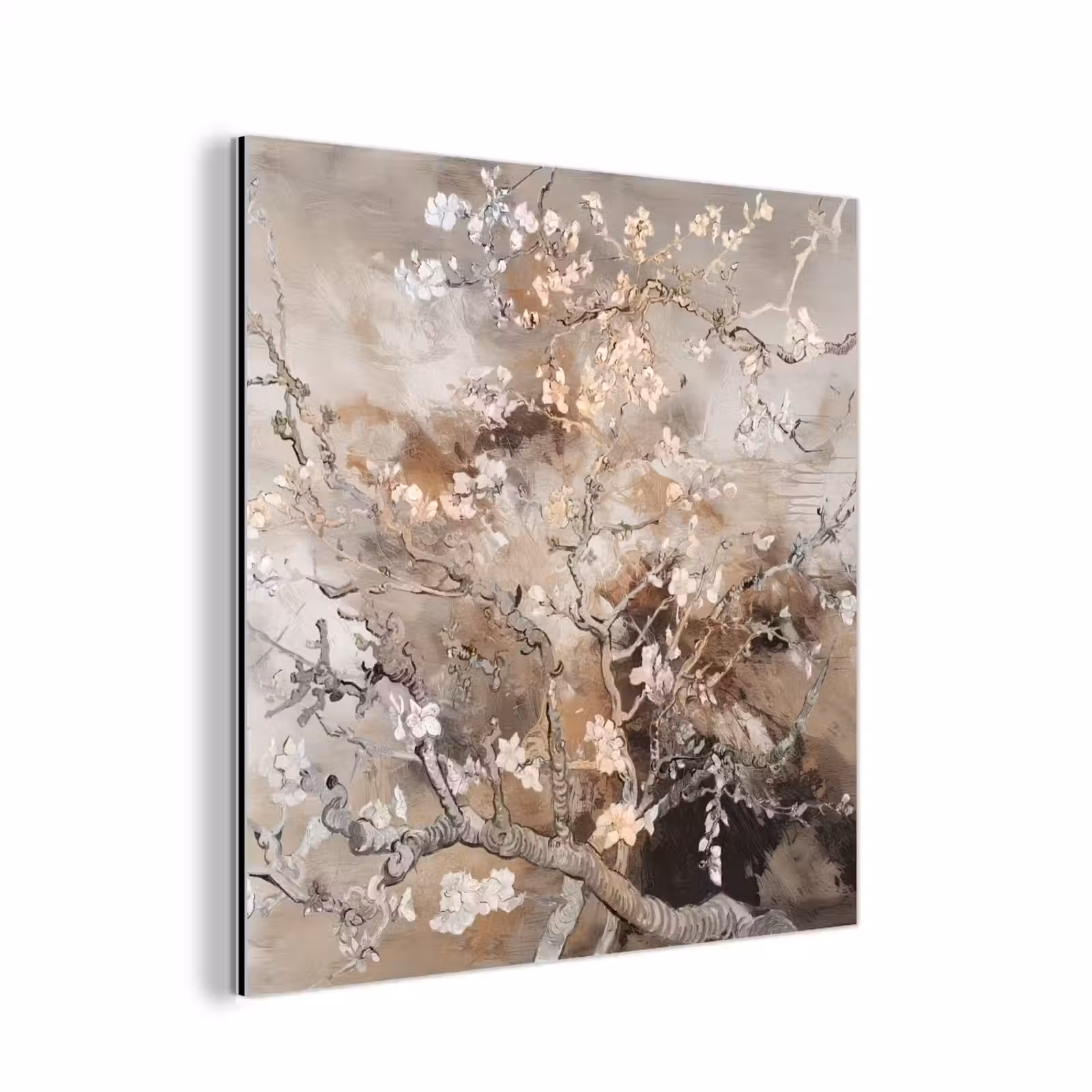 Aluminium schilderij - Amandelbloesem - Kunst - Van Gogh - Beige - Abstract — 1