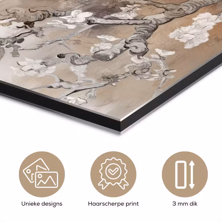 Aluminium schilderij - Amandelbloesem - Kunst - Van Gogh - Beige - Abstract — 7