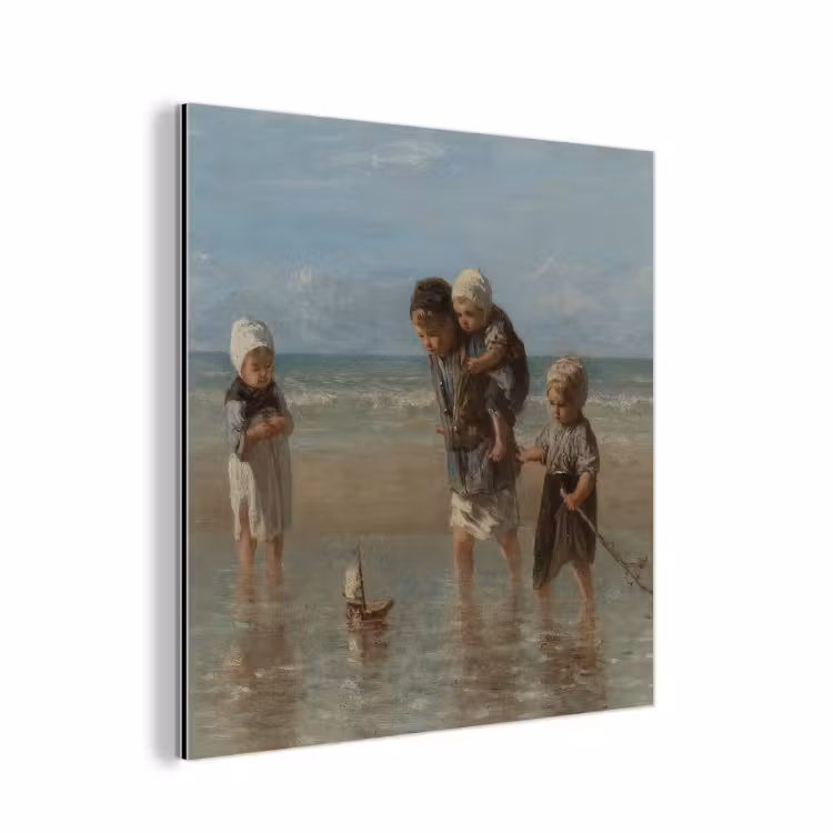 Aluminium schilderij - Kinderen der zee - Schilderij van Jozef Israëls — 1