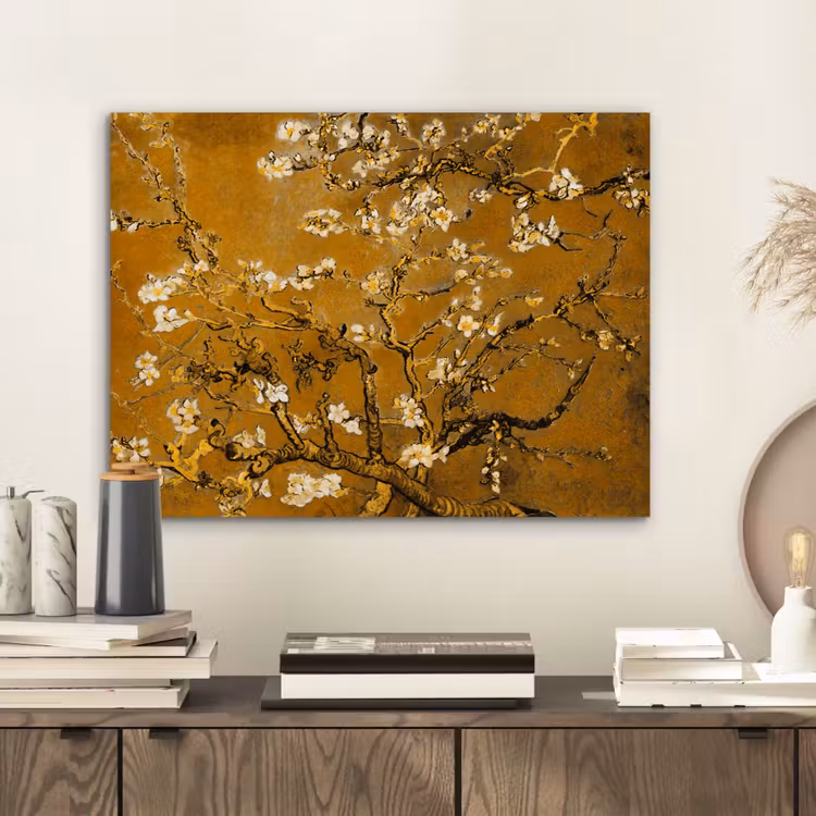 Aluminium schilderij - Amandelbloesem - Kunst - Van Gogh - Goud — 2