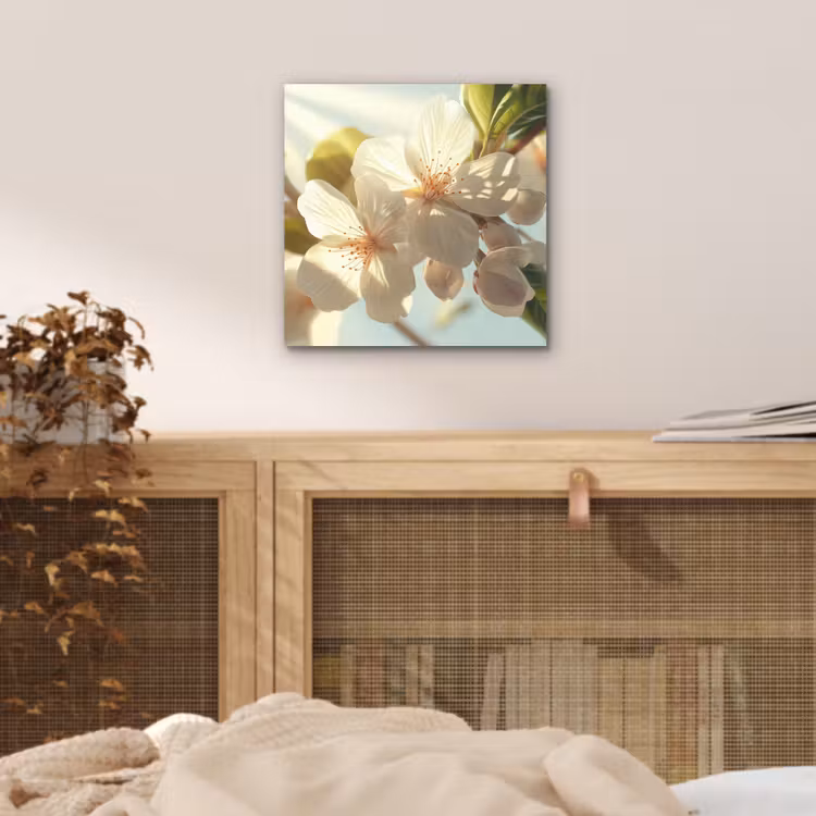 Aluminium schilderij - Bloesems - Wit - Zonnestralen - Bloemblaadjes — 4