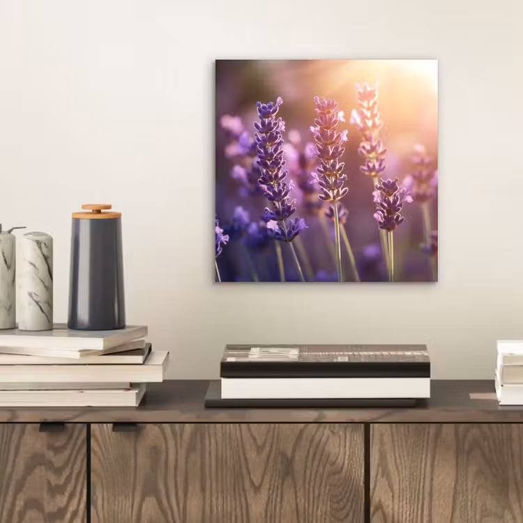 Aluminium schilderij - Lavendelbloemen - Paars - Zonlicht — 2
