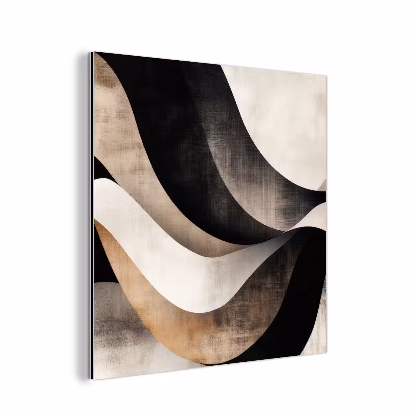Aluminium schilderij - Abstract - Golven - Zwart - Verweerd — 1