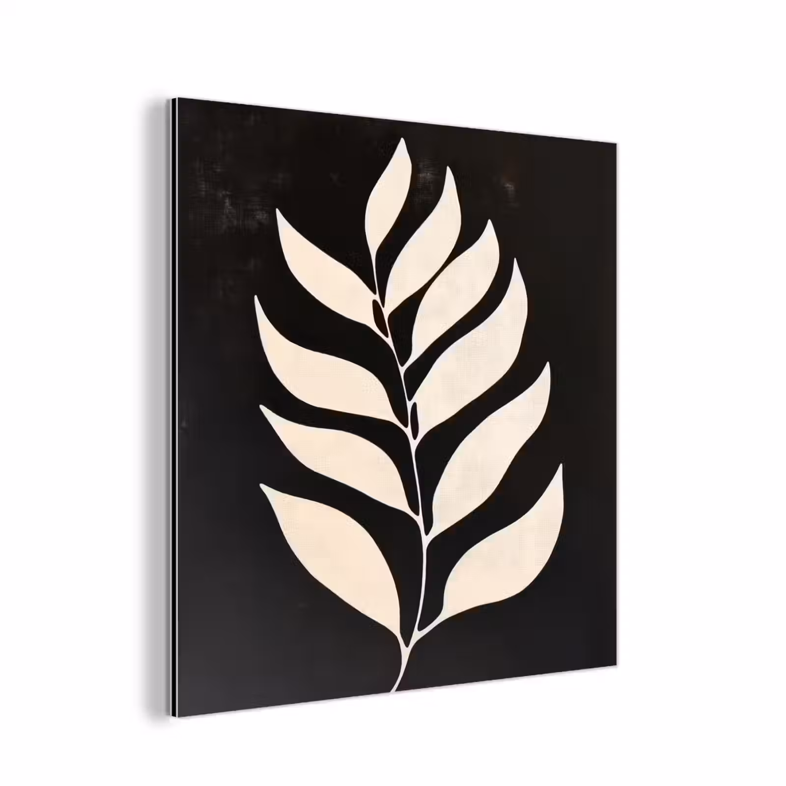 Aluminium schilderij - Blad - Wit - Minimalistisch — 1