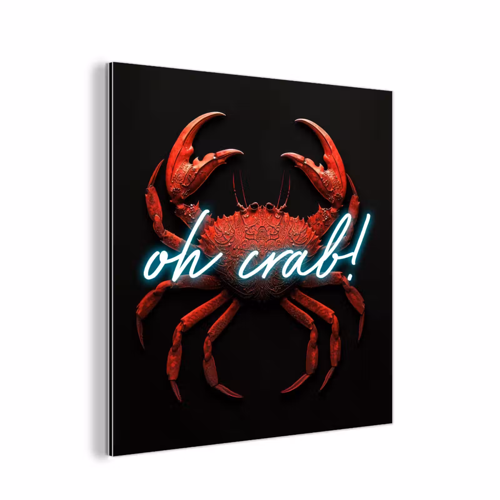 Aluminium schilderij - Krab - Rood - Neon - Quote — 1