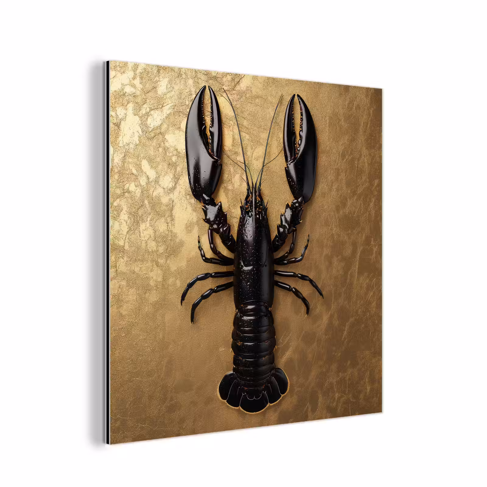 Aluminium schilderij - Kreeft - Zwart - Goud - Luxe — 1