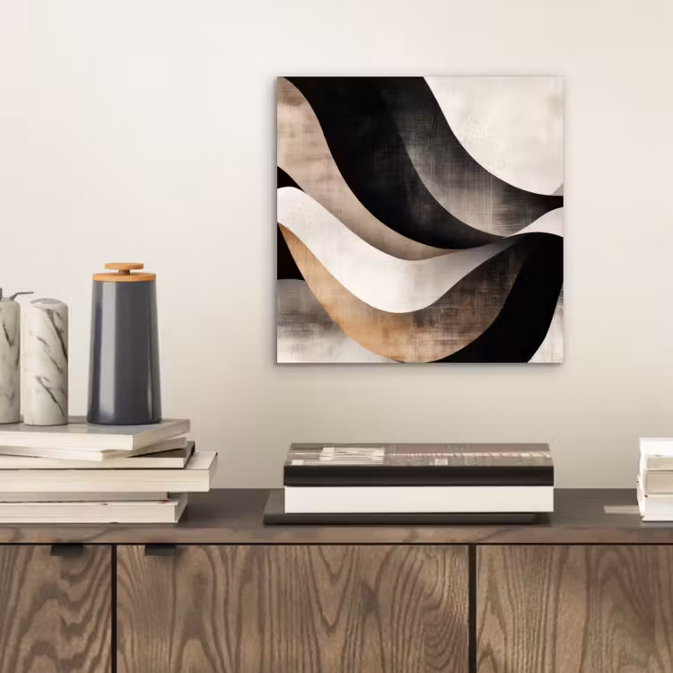 Aluminium schilderij - Abstract - Golven - Zwart - Verweerd — 2