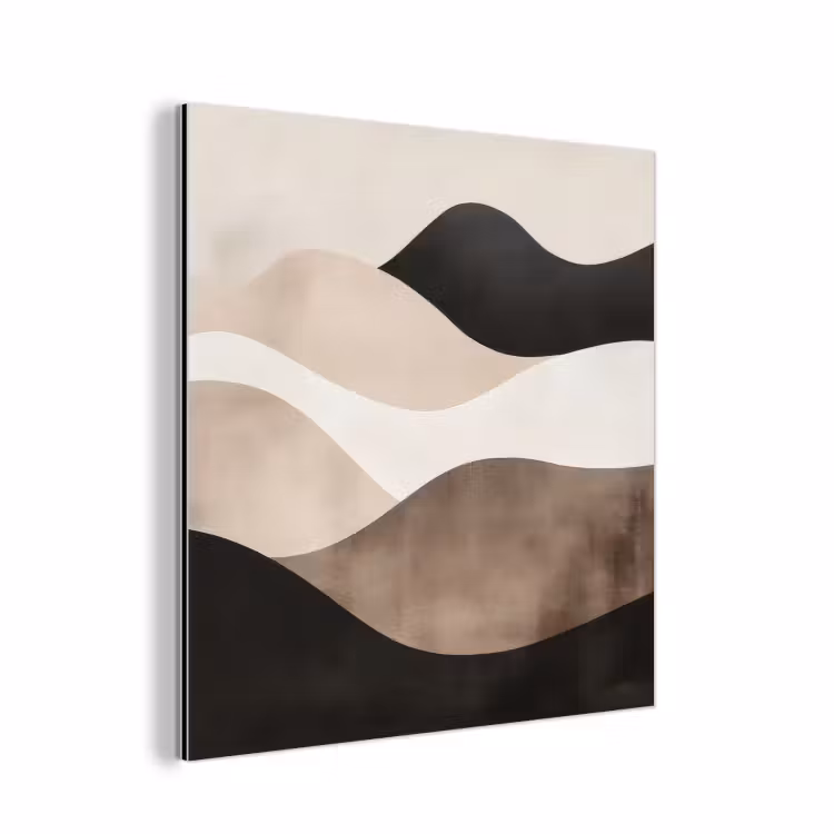 Aluminium schilderij - Abstract - Landschap - Golven - Crèmekleur — 1