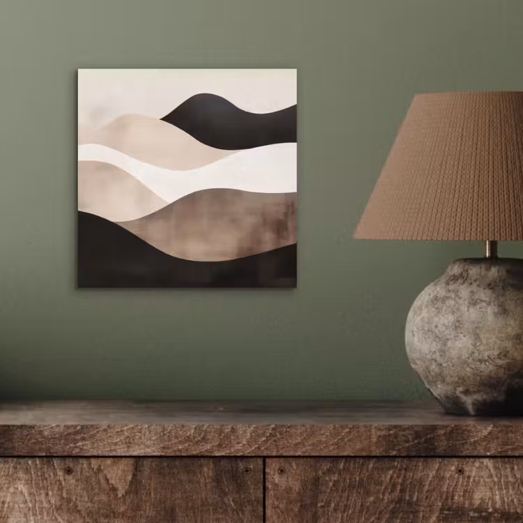 Aluminium schilderij - Abstract - Landschap - Golven - Crèmekleur — 3