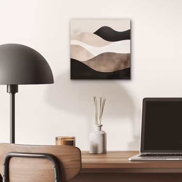 Aluminium schilderij - Abstract - Landschap - Golven - Crèmekleur — 6