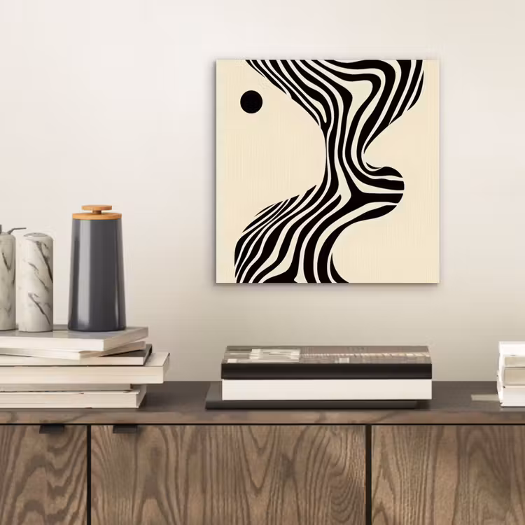 Aluminium schilderij - Beige - Lijnen - Golvend - Abstract — 2
