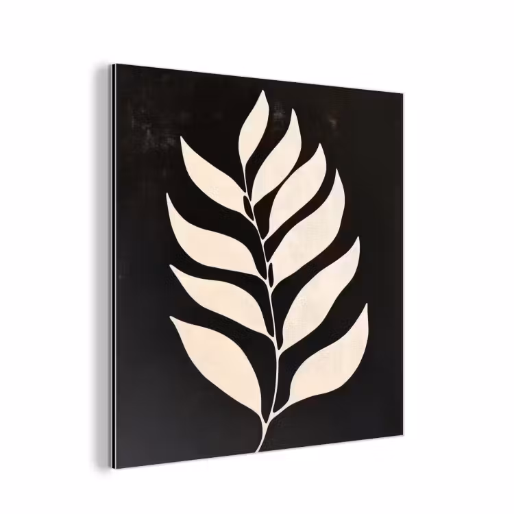 Aluminium schilderij - Blad - Wit - Minimalistisch — 1