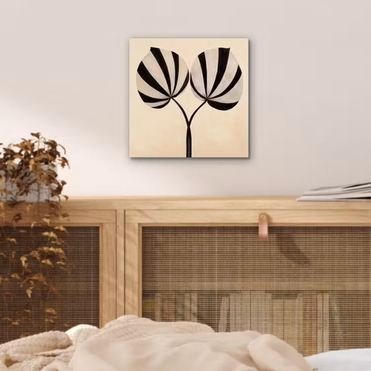 Aluminium schilderij - Bladeren - Gestreept - Stengel - Beige — 4