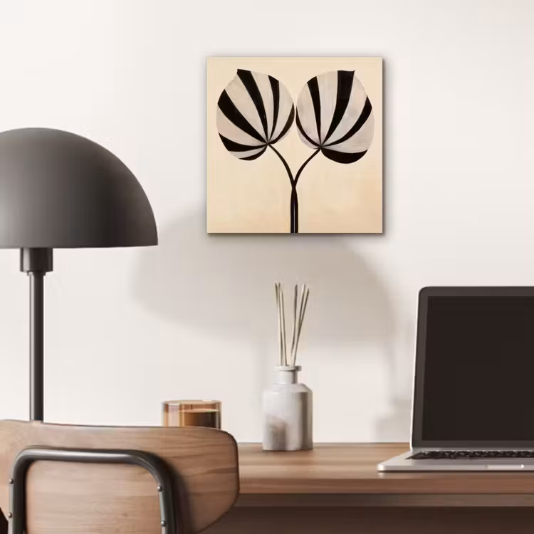 Aluminium schilderij - Bladeren - Gestreept - Stengel - Beige — 6