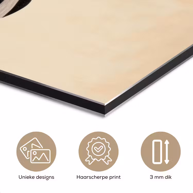 Aluminium schilderij - Bladeren - Gestreept - Stengel - Beige — 7