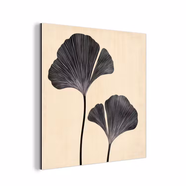 Aluminium schilderij - Bladeren - Minimalistisch - Zwart — 1