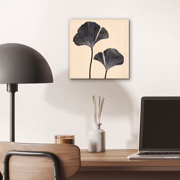 Aluminium schilderij - Bladeren - Minimalistisch - Zwart — 6