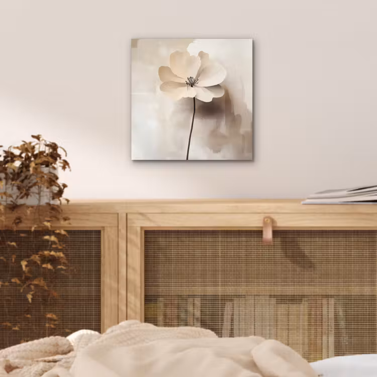 Aluminium schilderij - Bloem - Beige - Verf - Schaduw — 4