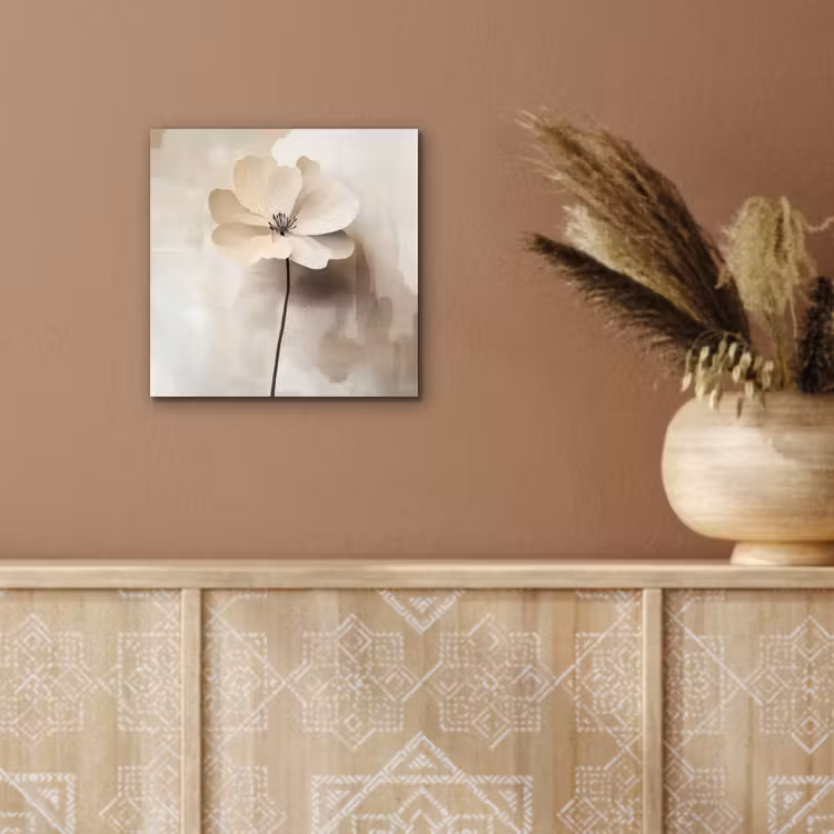 Aluminium schilderij - Bloem - Beige - Verf - Schaduw — 5