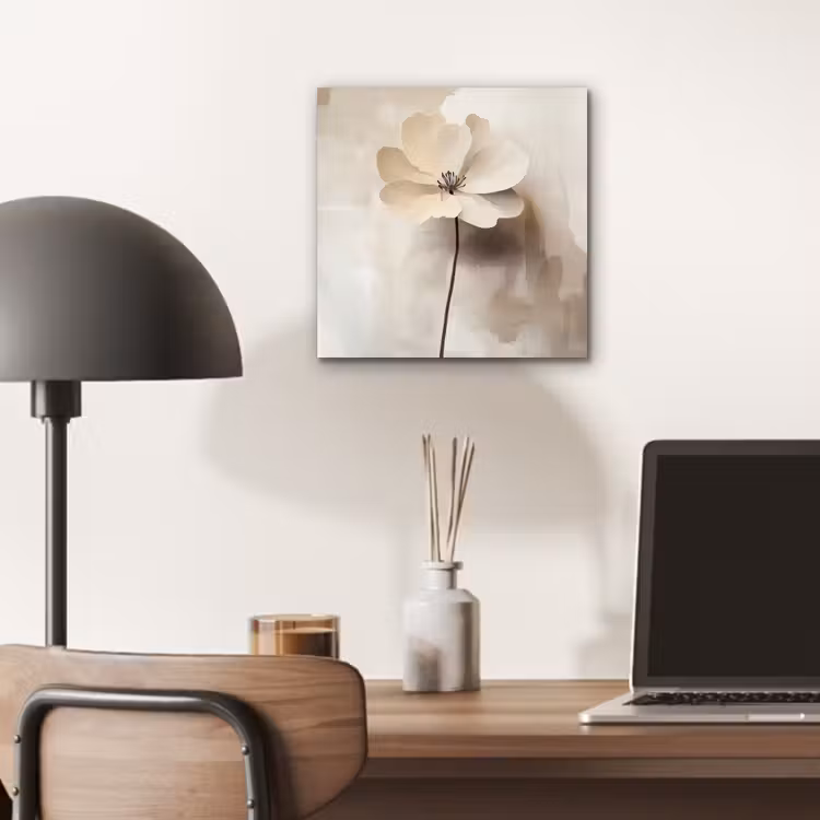 Aluminium schilderij - Bloem - Beige - Verf - Schaduw — 6