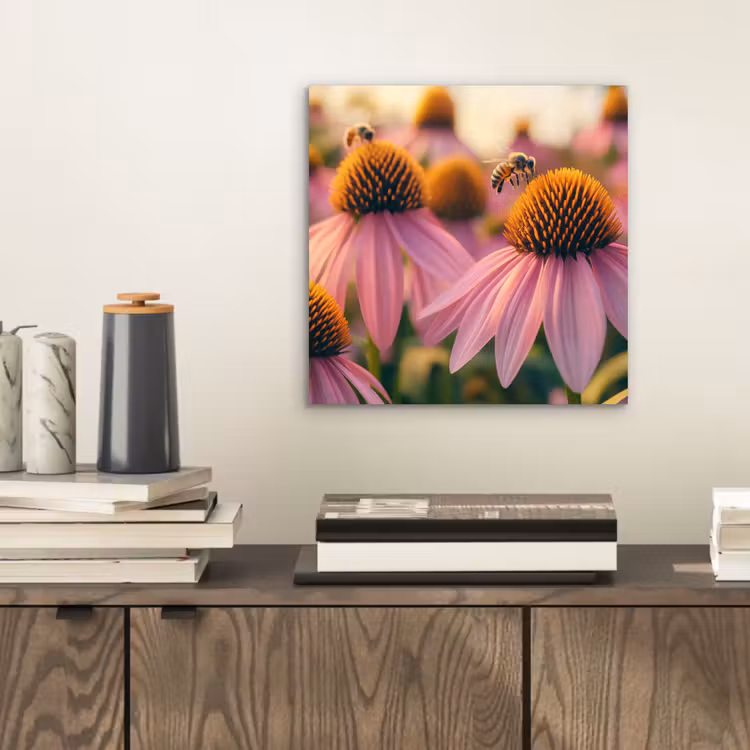 Aluminium schilderij - Bloemen - Paars - Bijen — 2