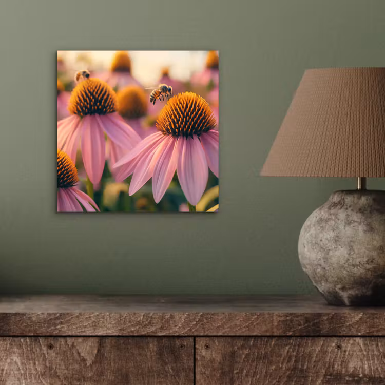 Aluminium schilderij - Bloemen - Paars - Bijen — 3