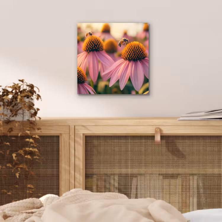Aluminium schilderij - Bloemen - Paars - Bijen — 4