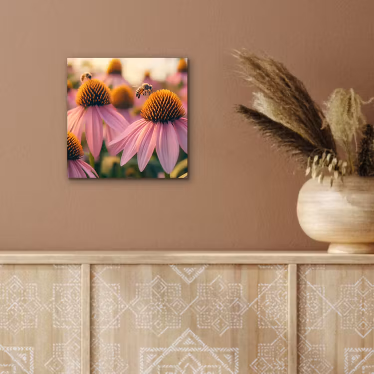 Aluminium schilderij - Bloemen - Paars - Bijen — 5
