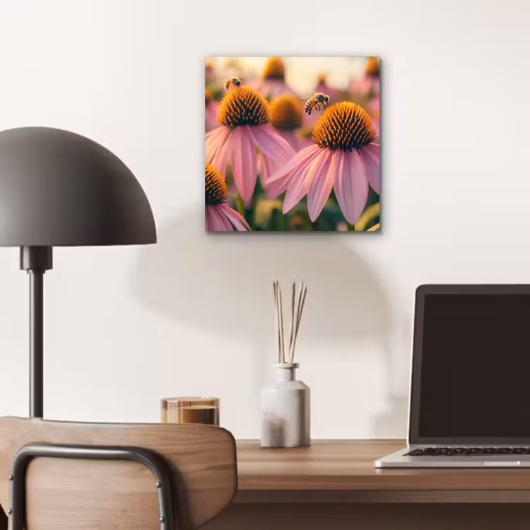 Aluminium schilderij - Bloemen - Paars - Bijen — 6