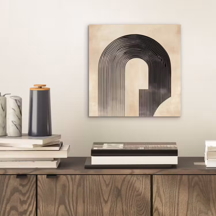 Aluminium schilderij - Boog - Strepen - Minimalistisch - Zwart — 2