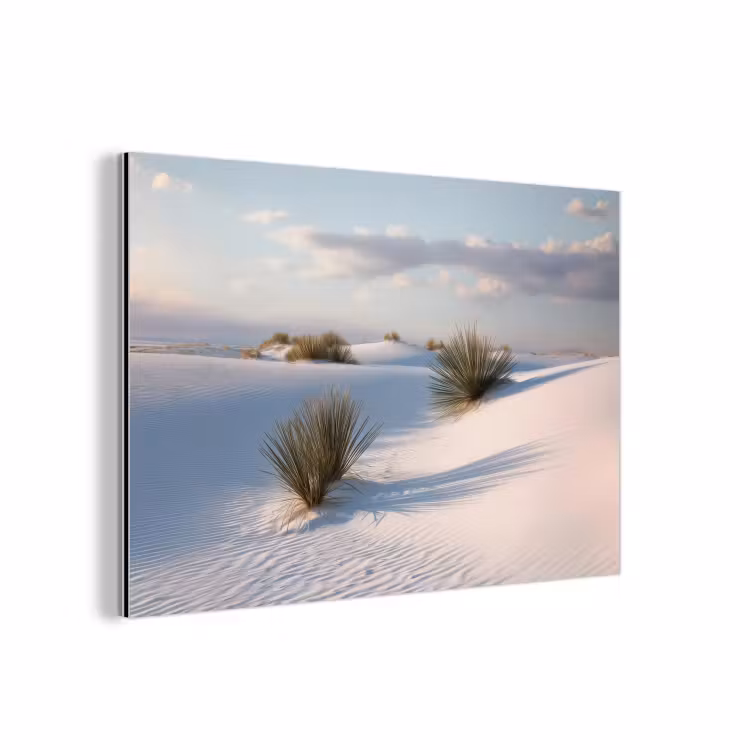 Aluminium schilderij - Duinen - Gras - Wolken - Beige — 1