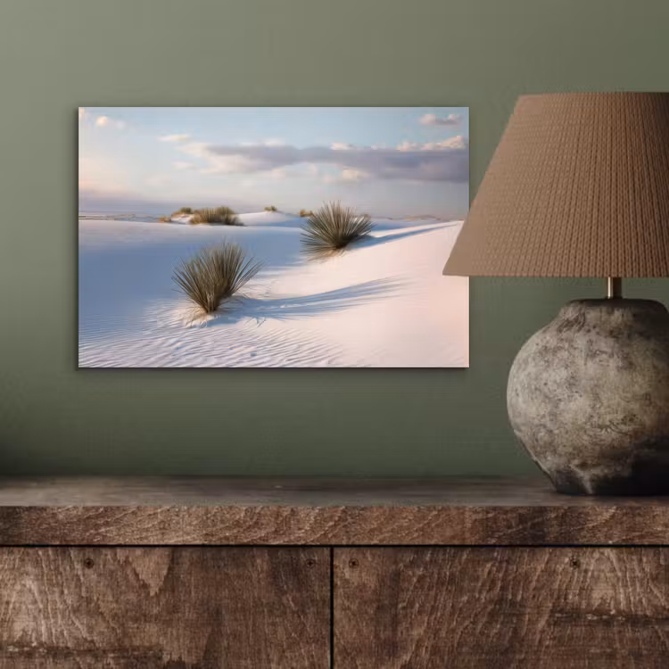 Aluminium schilderij - Duinen - Gras - Wolken - Beige — 3