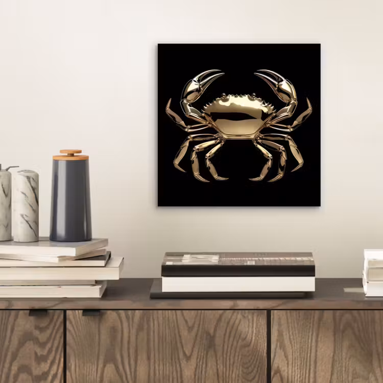 Aluminium schilderij - Goud - Krab - Dieren - Zwart — 2