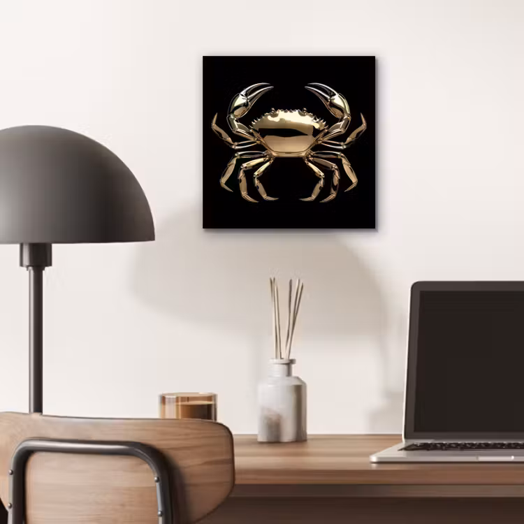 Aluminium schilderij - Goud - Krab - Dieren - Zwart — 6
